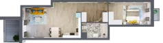 2 pokoje, mieszkanie 54,67 m², piętro 1, oferta nr A-E1M4, Osiedle Blask, Łódź, Bałuty, ul. Smugowa 24