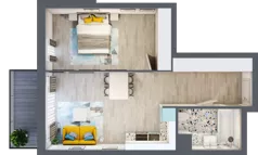 2 pokoje, mieszkanie 48,21 m², piętro 1, oferta nr A-E1M2, Osiedle Blask, Łódź, Bałuty, ul. Smugowa 24
