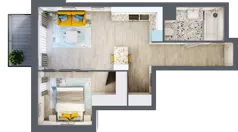 2 pokoje, mieszkanie 46,53 m², piętro 1, oferta nr B-D1M3, Osiedle Blask, Łódź, Bałuty, ul. Smugowa 24