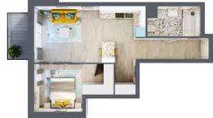 2 pokoje, mieszkanie 46,51 m², piętro 5, oferta nr B-D5M3, Osiedle Blask, Łódź, Bałuty, ul. Smugowa 24