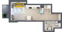 1 pokój, mieszkanie 29,63 m², piętro 1, oferta nr B-C1M2, Osiedle Blask, Łódź, Bałuty, ul. Smugowa 24