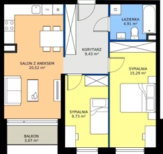3 pokoje, mieszkanie 59,88 m², piętro 3, oferta nr M.48, Tarasy Śląskie, Chorzów, Chorzów II, ul. 3 Maja 94