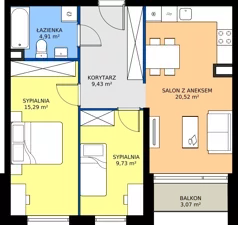 3 pokoje, mieszkanie 59,88 m², piętro 4, oferta nr M.25, Tarasy Śląskie, Chorzów, Chorzów II, ul. 3 Maja 94