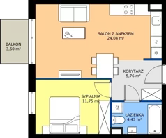 2 pokoje, mieszkanie 45,98 m², piętro 4, oferta nr M.132, Tarasy Śląskie, Chorzów, Chorzów II, ul. 3 Maja 94