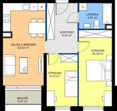 3 pokoje, mieszkanie 59,88 m², piętro 4, oferta nr M.55, Tarasy Śląskie, Chorzów, Chorzów II, ul. 3 Maja 94