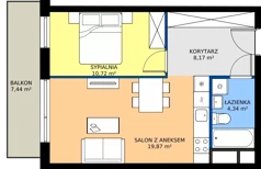 2 pokoje, mieszkanie 43,10 m², piętro 1, oferta nr M.71, Tarasy Śląskie, Chorzów, Chorzów II, ul. 3 Maja 94