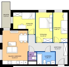 4 pokoje, mieszkanie 68,43 m², piętro 4, oferta nr M.56, Tarasy Śląskie, Chorzów, Chorzów II, ul. 3 Maja 94