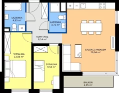 3 pokoje, mieszkanie 69,33 m², piętro 1, oferta nr M.03, Tarasy Śląskie, Chorzów, Chorzów II, ul. 3 Maja 94