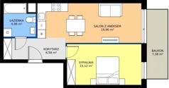 2 pokoje, mieszkanie 46,62 m², piętro 1, oferta nr M.02, Tarasy Śląskie, Chorzów, Chorzów II, ul. 3 Maja 94