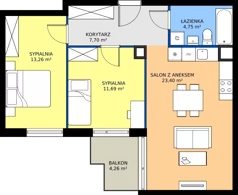 3 pokoje, mieszkanie 60,80 m², piętro 4, oferta nr M.93, Tarasy Śląskie, Chorzów, Chorzów II, ul. 3 Maja 94
