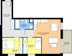3 pokoje, mieszkanie 58,88 m², piętro 1, oferta nr M.115, Tarasy Śląskie, Chorzów, Chorzów II, ul. 3 Maja 94