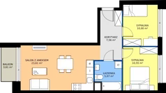 3 pokoje, mieszkanie 56,79 m², piętro 1, oferta nr M.35, Tarasy Śląskie, Chorzów, Chorzów II, ul. 3 Maja 94