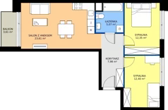3 pokoje, mieszkanie 61,41 m², piętro 2, oferta nr M.14, Tarasy Śląskie, Chorzów, Chorzów II, ul. 3 Maja 94