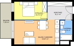 2 pokoje, mieszkanie 43,10 m², piętro 3, oferta nr M.90, Tarasy Śląskie, Chorzów, Chorzów II, ul. 3 Maja 94