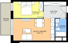 2 pokoje, mieszkanie 43,10 m², piętro 3, oferta nr M.87, Tarasy Śląskie, Chorzów, Chorzów II, ul. 3 Maja 94