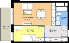 2 pokoje, mieszkanie 42,34 m², piętro 4, oferta nr M.57, Tarasy Śląskie, Chorzów, Chorzów II, ul. 3 Maja 94