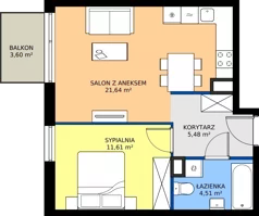 2 pokoje, mieszkanie 43,24 m², piętro 5, oferta nr M.135, Tarasy Śląskie, Chorzów, Chorzów II, ul. 3 Maja 94