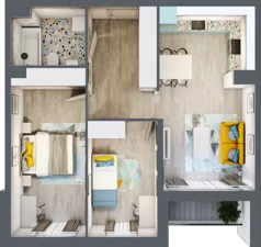3 pokoje, apartament 59,64 m², piętro 1, oferta nr M.05, Tarasy Śląskie, Chorzów, Chorzów II, ul. 3 Maja