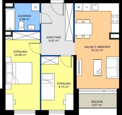 3 pokoje, mieszkanie 59,64 m², piętro 4, oferta nr M.26, Tarasy Śląskie, Chorzów, Chorzów II, ul. 3 Maja 94