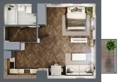 2 pokoje, mieszkanie 40,66 m², piętro 1, oferta nr M16, Osiedle Św. Barbary, Tarnobrzeg, Siarkowiec, ul. Świętej Barbary 9a