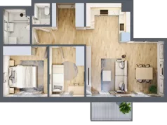 3 pokoje, mieszkanie 59,36 m², piętro 2, oferta nr M12, Apartamenty Jordanowska, Warszawa, Praga Południe, Gocławek, ul. Jordanowska 18