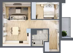 2 pokoje, mieszkanie 46,86 m², piętro 1, oferta nr M04, Apartamenty Jordanowska, Warszawa, Praga Południe, Gocławek, ul. Jordanowska 18