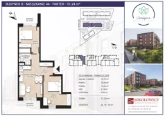 3 pokoje, mieszkanie 51,24 m², parter, oferta nr B44, Spokojna Przyszłość, Białystok, Młodych, ul. Spokojna