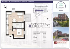 2 pokoje, mieszkanie 35,56 m², parter, oferta nr B47, Spokojna Przyszłość, Białystok, Młodych, ul. Spokojna