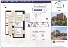 2 pokoje, mieszkanie 35,56 m², piętro 1, oferta nr B52, Spokojna Przyszłość, Białystok, Młodych, ul. Spokojna