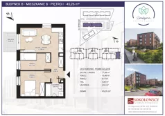 3 pokoje, mieszkanie 45,26 m², piętro 1, oferta nr B08, Spokojna Przyszłość, Białystok, Młodych, ul. Spokojna