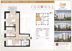 3 pokoje, mieszkanie 57,08 m², piętro 2, oferta nr C17, Symfonia Życia etap I, Białystok, Zawady, ul. Produkcyjna