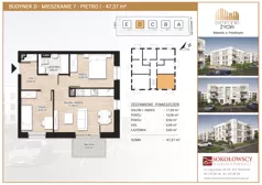 3 pokoje, mieszkanie 47,37 m², piętro 1, oferta nr D7, Symfonia Życia etap I, Białystok, Zawady, ul. Produkcyjna