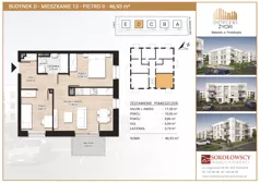 3 pokoje, mieszkanie 46,93 m², piętro 2, oferta nr D13, Symfonia Życia etap I, Białystok, Zawady, ul. Produkcyjna