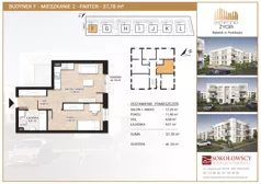 2 pokoje, mieszkanie 37,52 m², piętro 2, oferta nr F14, Symfonia Życia etap II, Białystok, Zawady, ul. Produkcyjna