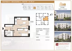 2 pokoje, mieszkanie 37,52 m², piętro 2, oferta nr F14, Symfonia Życia etap II, Białystok, Zawady, ul. Produkcyjna