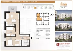 3 pokoje, mieszkanie 57,08 m², piętro 2, oferta nr H17, Symfonia Życia etap II, Białystok, Zawady, ul. Produkcyjna
