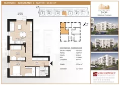 3 pokoje, mieszkanie 57,08 m², piętro 2, oferta nr F17, Symfonia Życia etap II, Białystok, Zawady, ul. Produkcyjna