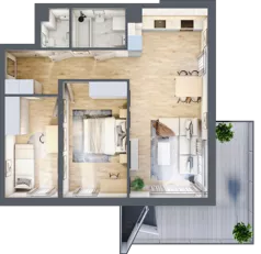 3 pokoje, mieszkanie 60,21 m², piętro 1, oferta nr 6-33, Osiedle Bella Vista Etap V, Kielce, Ostra Górka, ul. Generała Andersa / Wojska Polskiego