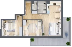 3 pokoje, mieszkanie 69,18 m², piętro 1, oferta nr 7-8, Osiedle Bella Vista Etap V, Kielce, Ostra Górka, ul. Generała Andersa / Wojska Polskiego