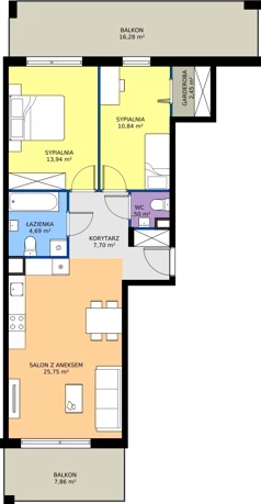 3 pokoje, mieszkanie 66,87 m², piętro 2, oferta nr 10-25, Osiedle Bella Vista etap VI, Kielce, Ostra Górka, ul. Generała Andersa / Domki