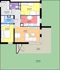3 pokoje, mieszkanie 64,56 m², parter, oferta nr 10-19, Osiedle Bella Vista etap VI, Kielce, Ostra Górka, ul. Generała Andersa / Domki