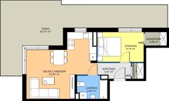 2 pokoje, mieszkanie 45,05 m², piętro 3, oferta nr 10-16, Osiedle Bella Vista etap VI, Kielce, Ostra Górka, ul. Generała Andersa / Domki