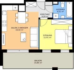 2 pokoje, mieszkanie 40,95 m², piętro 1, oferta nr 10-6, Osiedle Bella Vista etap VI, Kielce, Ostra Górka, ul. Generała Andersa / Domki