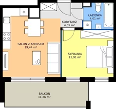 2 pokoje, mieszkanie 40,95 m², piętro 2, oferta nr 10-10, Osiedle Bella Vista etap VI, Kielce, Ostra Górka, ul. Generała Andersa / Domki