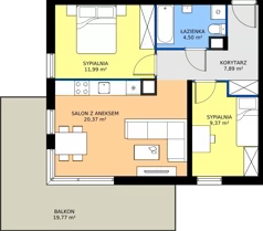 3 pokoje, mieszkanie 54,12 m², piętro 3, oferta nr 10-15, Osiedle Bella Vista etap VI, Kielce, Ostra Górka, ul. Generała Andersa / Domki