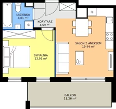 2 pokoje, mieszkanie 40,95 m², piętro 2, oferta nr 10-28, Osiedle Bella Vista etap VI, Kielce, Ostra Górka, ul. Generała Andersa / Domki