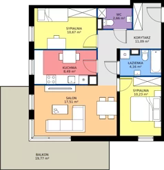 3 pokoje, mieszkanie 64,81 m², piętro 2, oferta nr 10-11, Osiedle Bella Vista etap VI, Kielce, Ostra Górka, ul. Generała Andersa / Domki