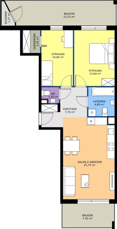 3 pokoje, mieszkanie 66,87 m², piętro 1, oferta nr 10-5, Osiedle Bella Vista etap VI, Kielce, Ostra Górka, ul. Generała Andersa / Domki