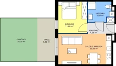 2 pokoje, mieszkanie 42,49 m², parter, oferta nr 11-4 NP, Osiedle Bella Vista etap VI, Kielce, Ostra Górka, ul. Generała Andersa / Domki