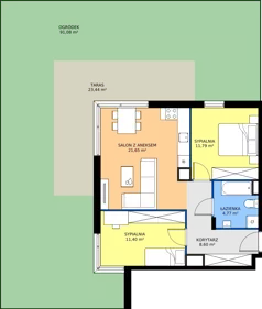3 pokoje, mieszkanie 58,21 m², parter, oferta nr 11-5, Osiedle Bella Vista etap VI, Kielce, Ostra Górka, ul. Generała Andersa / Domki